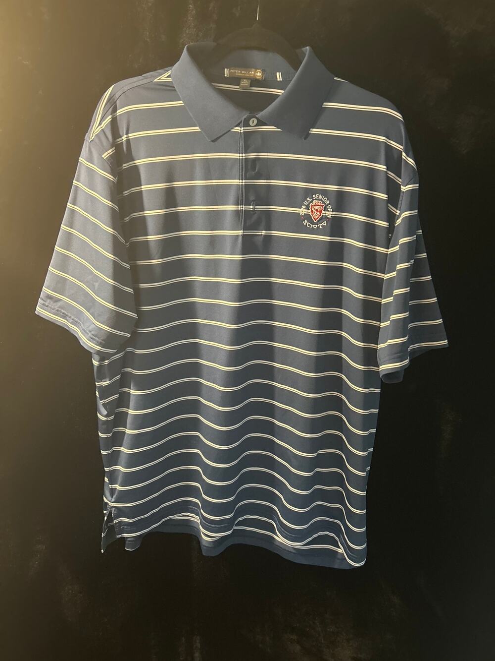 Peter Millar Summer Comfort Polo XL Blue White Stripe Golf